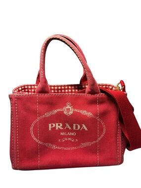 Prada Canapa Mini 2-Way Tote Rosso Red - 1BG439
